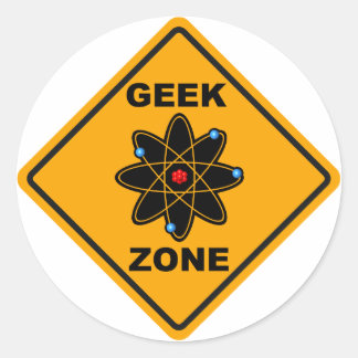 Pegatina Redonda El Rótulo de la zona geek