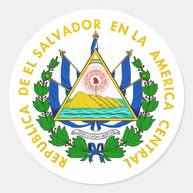 Pegatina Redonda El Salvador COA (Anverso)