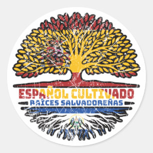Pegatina Redonda El Salvador España salvadoreña salvadoreña español