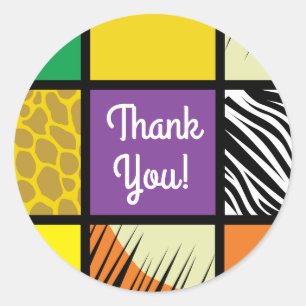 Pegatina Redonda El salvaje un lindo Safari Primer tema del Fiesta 