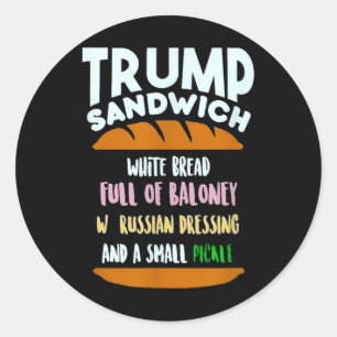 Pegatina Redonda El sándwich de Trump es un pequeño sarcasmo políti