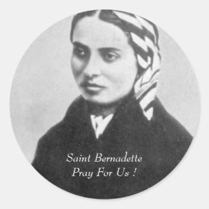 Pegatina Redonda El santo Bernadette ruega para nosotros