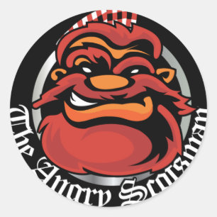 Pegatina Redonda El Scotsman enojado