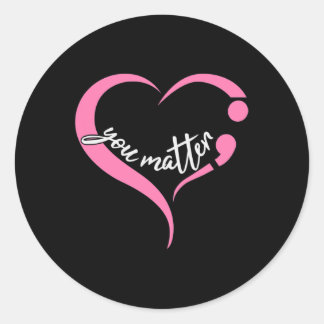 Pegatina Redonda El Semicolón sobre la salud mental y el suicidio A