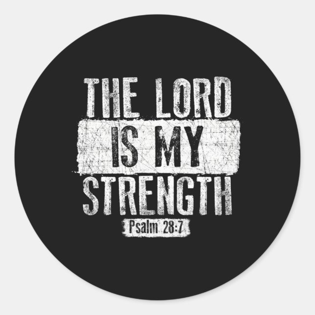 Pegatina Redonda El Señor Es Mi Fuerza Religiosa (Anverso)