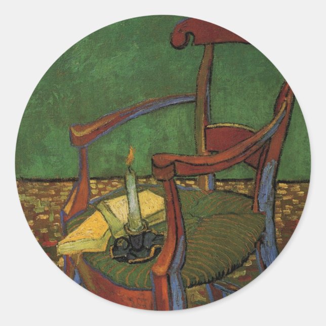 Pegatina Redonda El sillón de Paul Gauguin por Vincent van Gogh (Anverso)