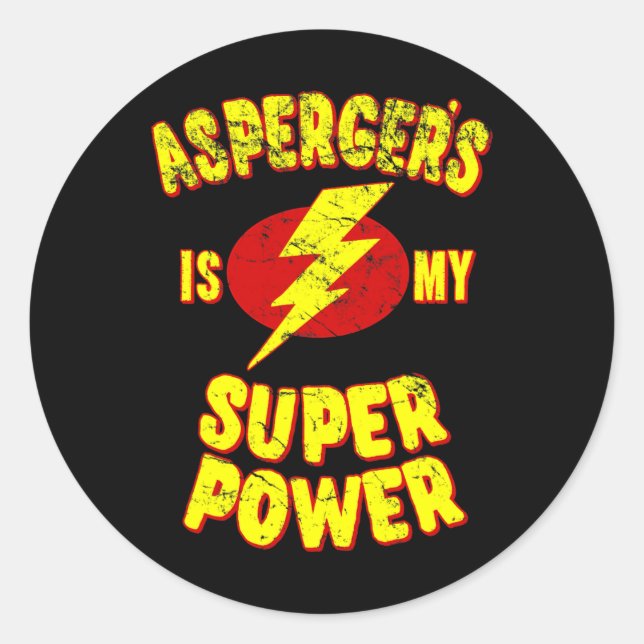 Pegatina Redonda El síndrome de Asperger es mi superpoder  (Anverso)