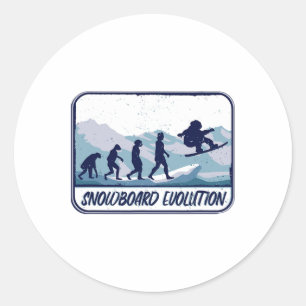 Pegatina Redonda El Snowboard Evolution Viaja Por Las Pistas De Cam