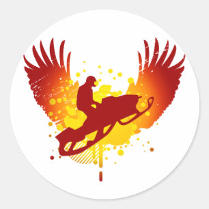 Pegatina Redonda el snowmobiling de alta fidelidad