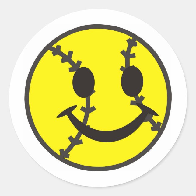 Pegatina Redonda El Softbol es feliz (Anverso)