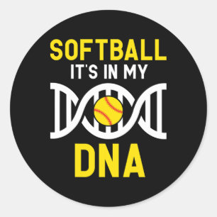Pegatina Redonda El Softbol Es Mi Adn Divertido Softbol Jugador Rec