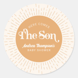 Pegatina Redonda El Sol Aquí Viene La Ducha De Son Boy Bay