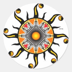 Pegatina Redonda El sol de una canasta