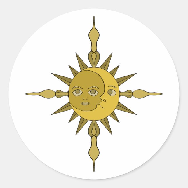 Pegatina Redonda El sol y la luna (Anverso)