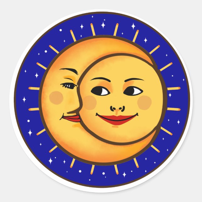 Pegatina Redonda El Sol y la Luna (Anverso)