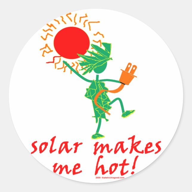 Pegatina Redonda ¡El Solar Me Hace Calor! (Anverso)