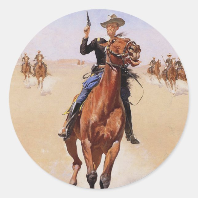 Pegatina Redonda El soldado de Frederic Remington (Anverso)