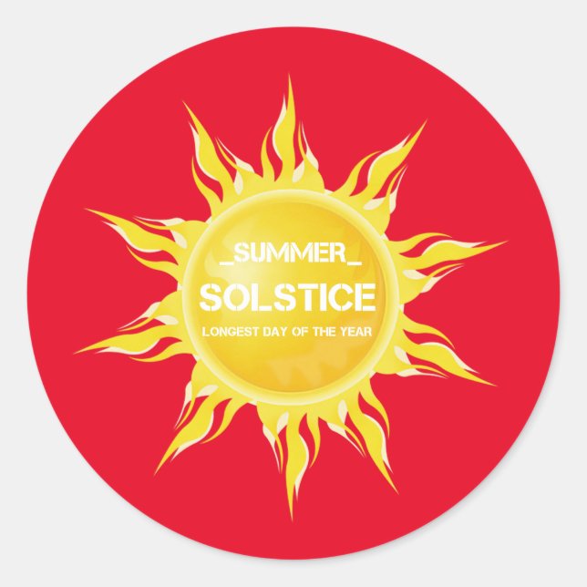 Pegatina Redonda El solsticio rojo de verano es el día más largo de (Anverso)