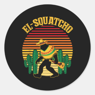 Pegatina Redonda El Squatcho Bigfoot Sasquatch Divertido Cinco De M