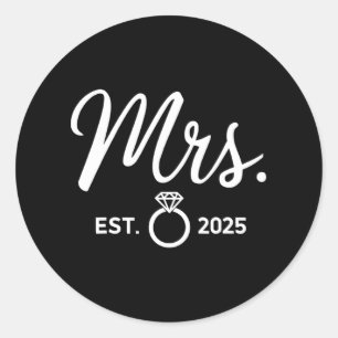 Pegatina Redonda El Sr. Y La Sra. Engagement Tees acaban de casarse