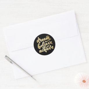 Pegatina Redonda El sueño de oro moderno cree en lograr motivación