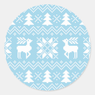 Pegatina Redonda El suéter nórdico del navidad inspiró el modelo