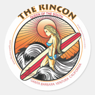 PEGATINA REDONDA EL SURFING RINCON CALIFORNIA