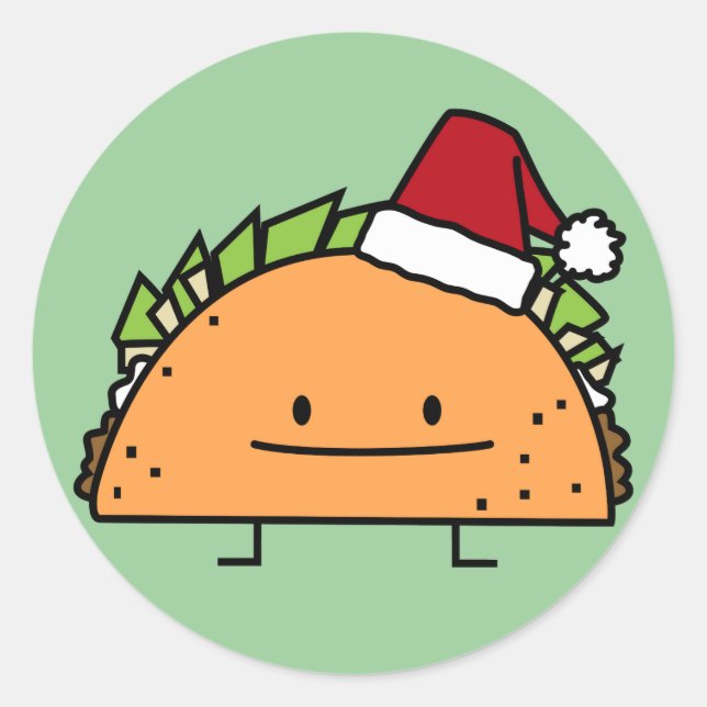 Pegatina Redonda El Taco que lleva navidad del gorra de Santa (Anverso)