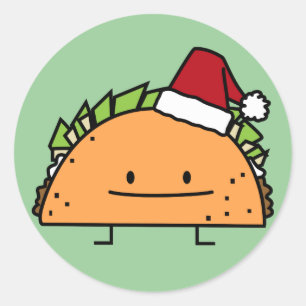 Pegatina Redonda El Taco que lleva navidad del gorra de Santa