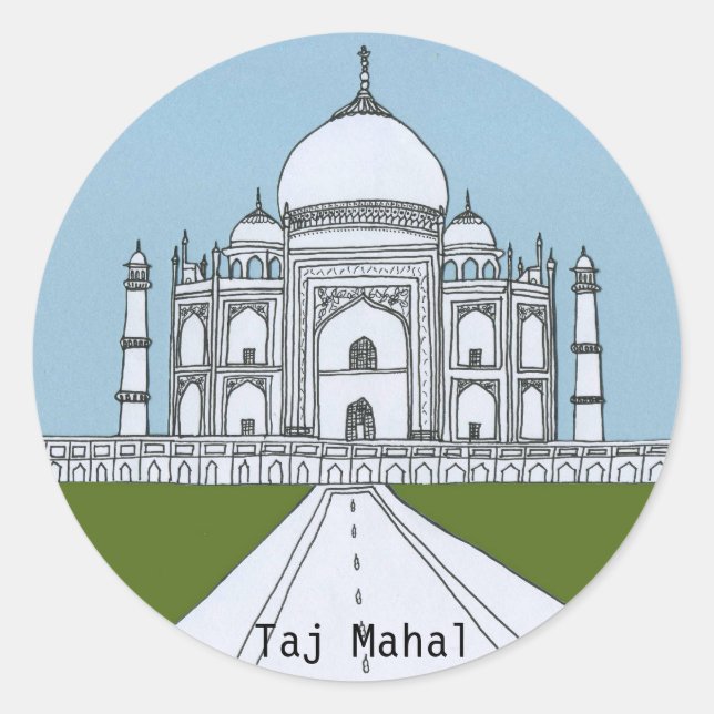 Pegatina Redonda El Taj Mahal (Anverso)