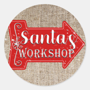 Pegatina Redonda El taller de Santa Claus arroja vacaciones de Navi