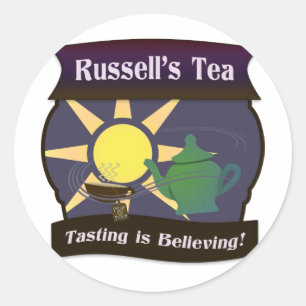 Pegatina Redonda El té de Russell
