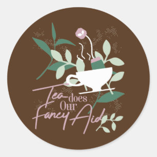 Pegatina Redonda El té hace nuestra ayuda más sofisticada
