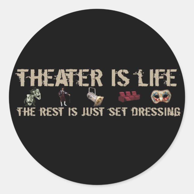 Pegatina Redonda El teatro es la vida (Anverso)