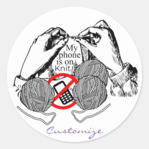 Pegatina Redonda El teléfono está en Knit Thunder_Cove