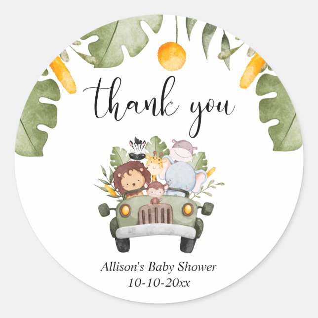 Pegatina Redonda El tema de la jungla de los animales safari es sal (Anverso)