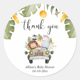 Pegatina Redonda El tema de la jungla de los animales safari es sal