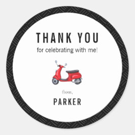 Pegatina Redonda El tema del escote rojo retro gracias