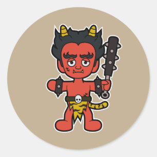 Pegatina Redonda El temible oni-monstruo japonés de Yokai