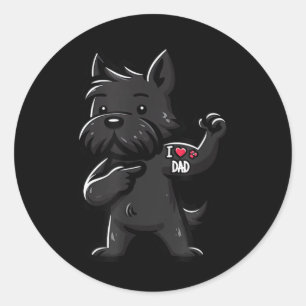 Pegatina Redonda El Terrier Escocés Me Encanta El Tatuaje De Perro