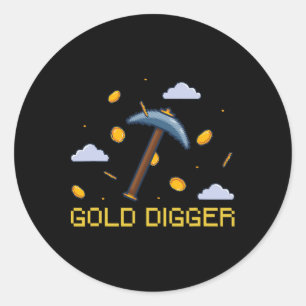 Pegatina Redonda El tesoro de la caza del oro del digma de oro