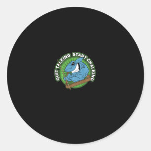 Pegatina Redonda El tiburón de la piscina deja de hablar y empieza 