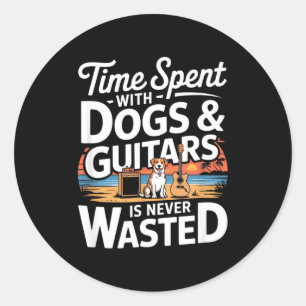Pegatina Redonda El Tiempo Pasado Con Perros Y Guitarras Nunca Se D