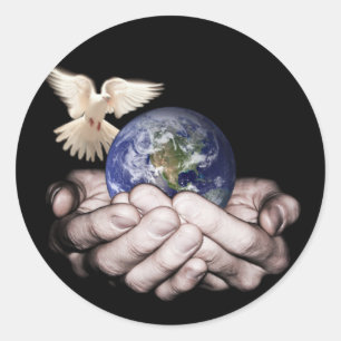 Pegatina Redonda Él tiene el mundo entero…