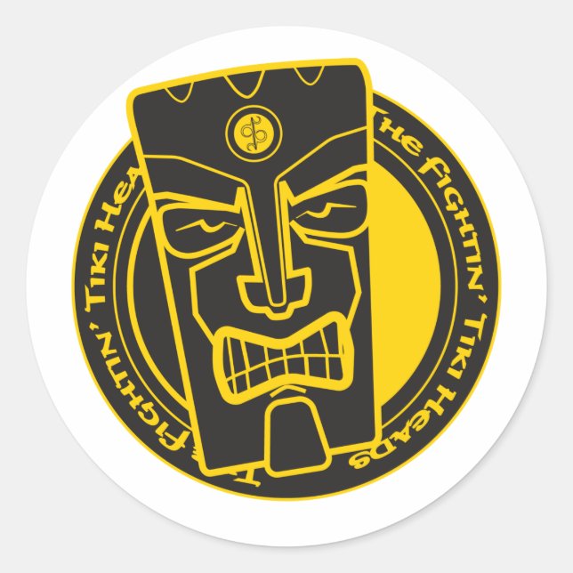 Pegatina Redonda El Tiki Heads B&Y (Anverso)