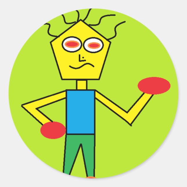 Pegatina Redonda el tío emocionado (Anverso)