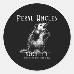 Pegatina Redonda El tío retro feral de la sociedad es gracioso Opos