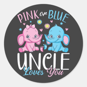 Pegatina Redonda El Tío Rosa O Azul Te Ama El Elefante Bebé