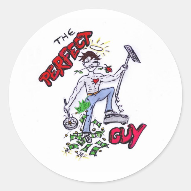 Pegatina Redonda El tipo perfecto (Anverso)