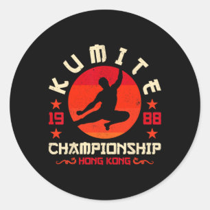 Pegatina Redonda El torneo de Kumite Vintage Retro Funny Karate Vir